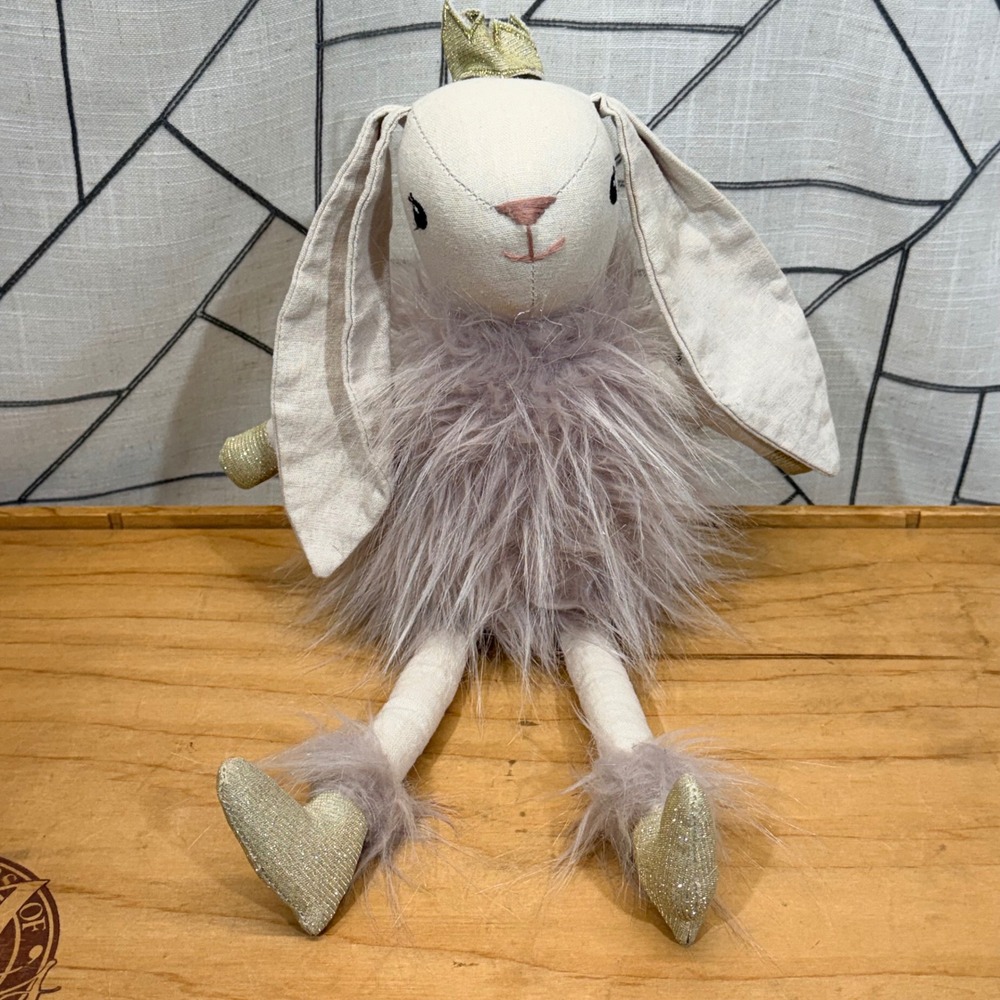 Mon Ami Princess Bunny Plush Stuffed Animal Mauve Faux Fur Gold Crown 2019